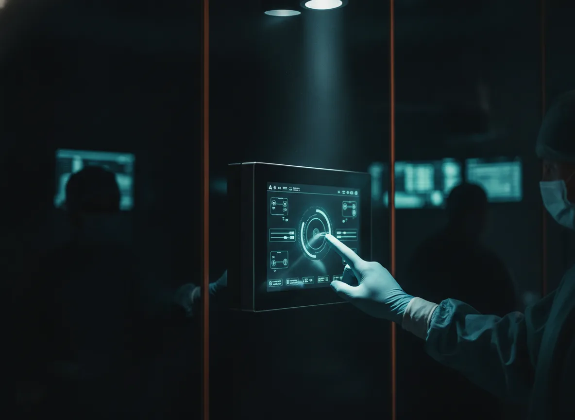 Panel de control del sistema Interfaz en la pared de un quirófano